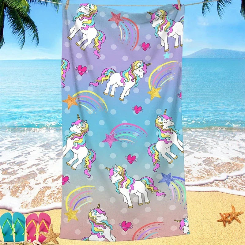 Kawaii Unicorn Dreams Beach Towel