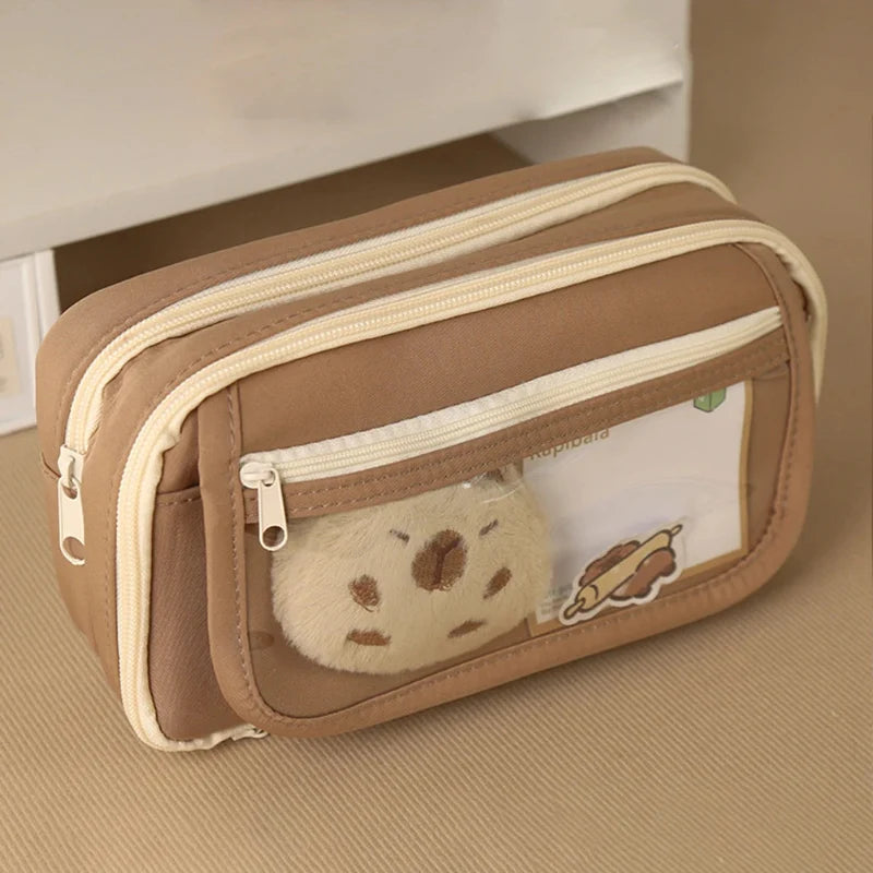 Cute Capybara Buddies Backpack With Pencil Case