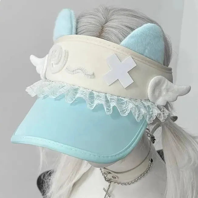 Kawaii Confused Kitty Summer Visor