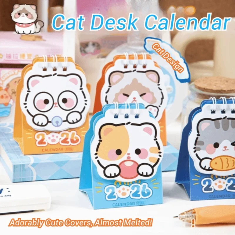 Kawaii Cat 2026 Mini Desk Calendar