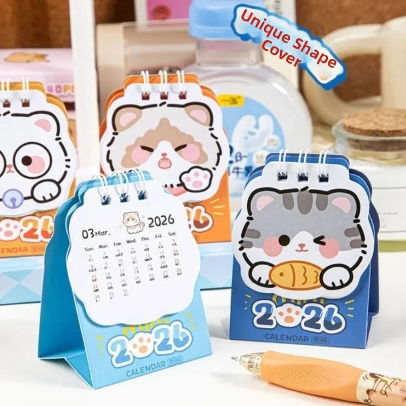 Kawaii Cat 2026 Mini Desk Calendar