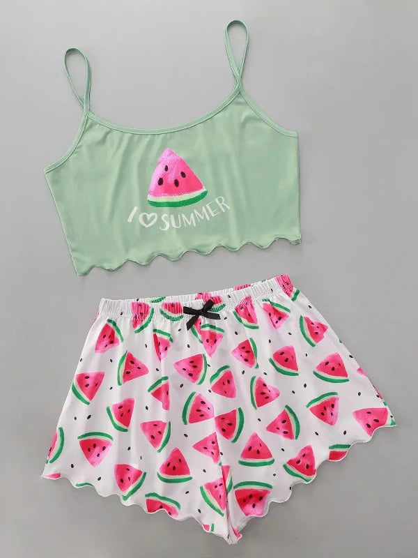 Watermelon Crop Top Pajamas