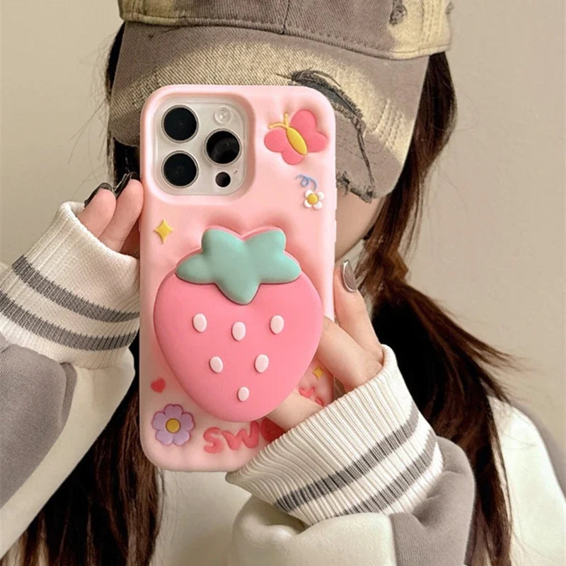 Sweet Strawberry Butterfly iPhone Case