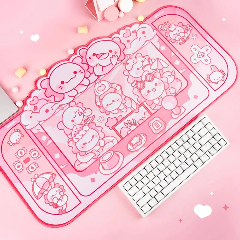 Kawaii Axolotl Gaming Desk Pad
