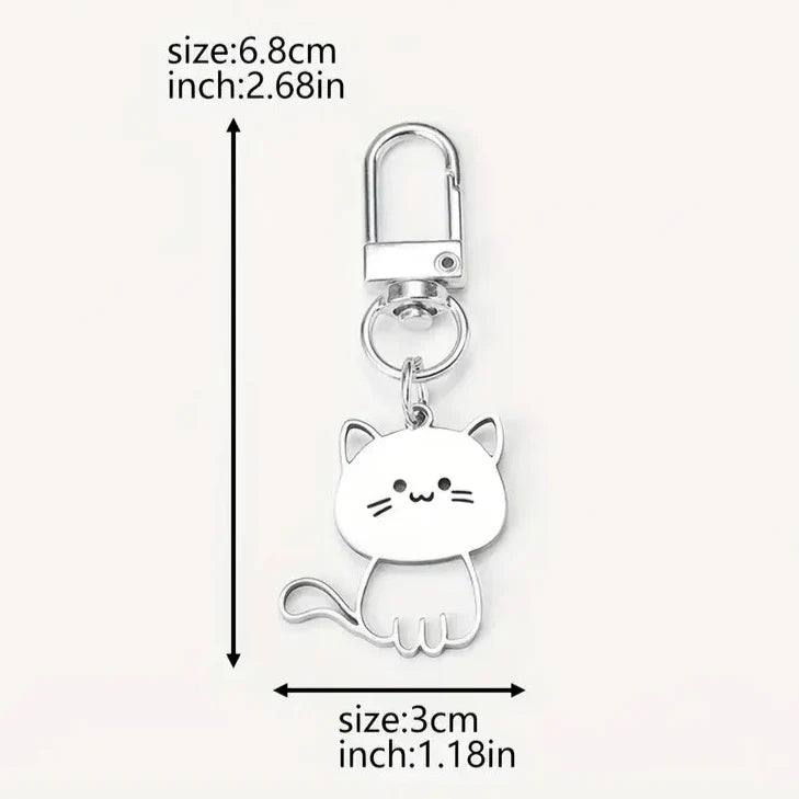 Silvery Cat Kawaii Keychain