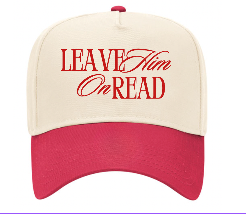 Leave Him On Read - Red Vintage Trucker Hat