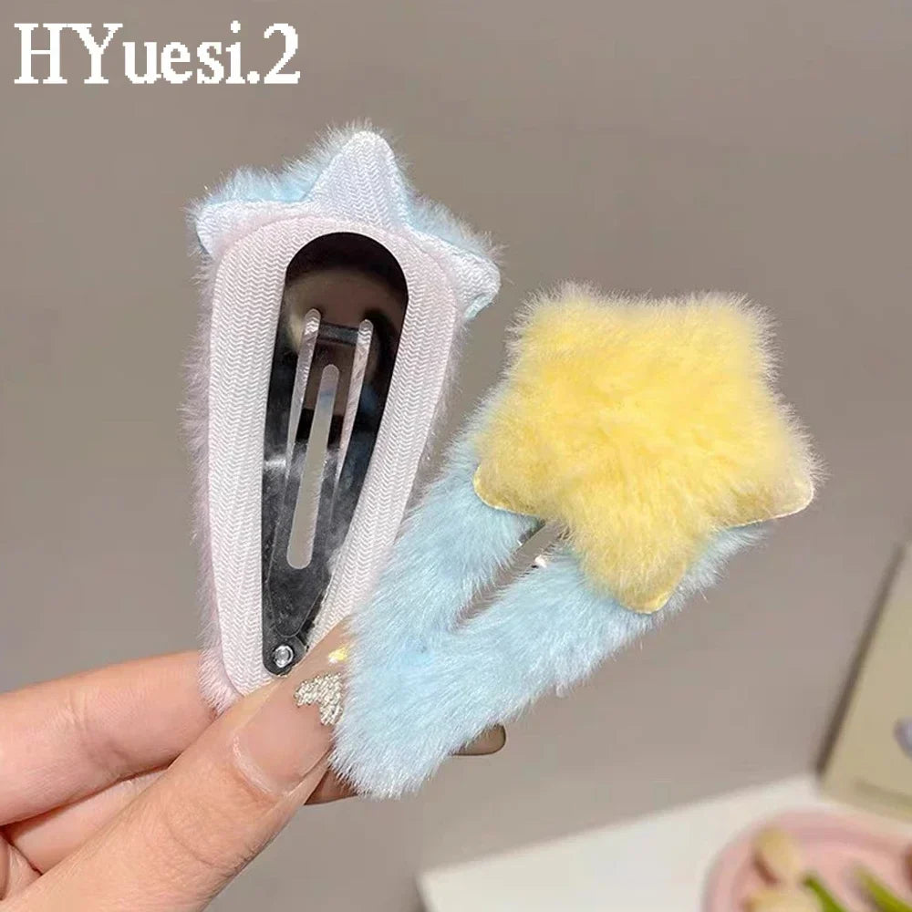 Plush Star Pastel Hair Clips