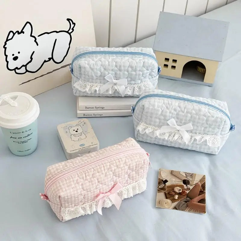 Gingham & Lace Pencil Case