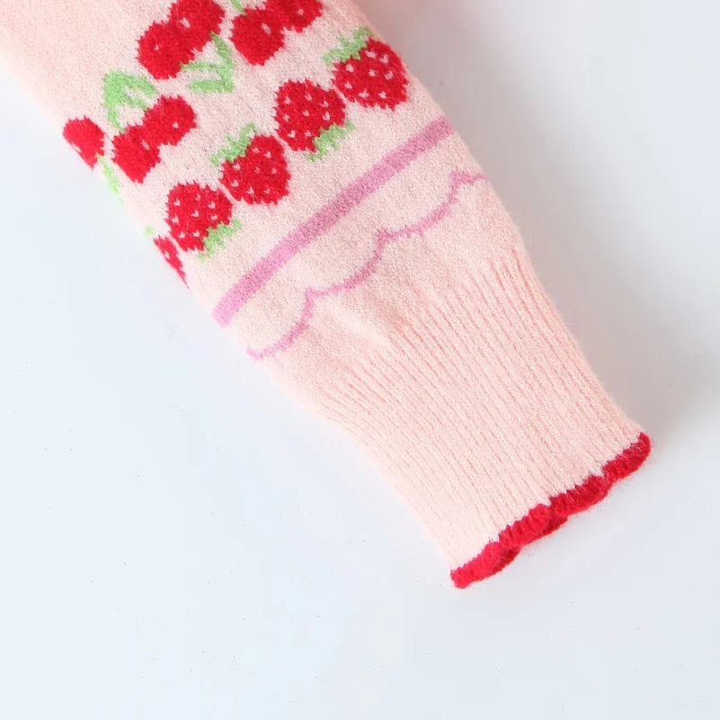 Pink Cherry & Strawberry Cropped Cardigan