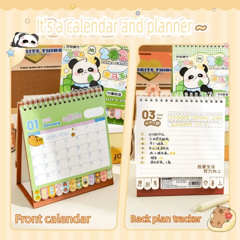 Kawaii Panda 2026 Desk Calendar