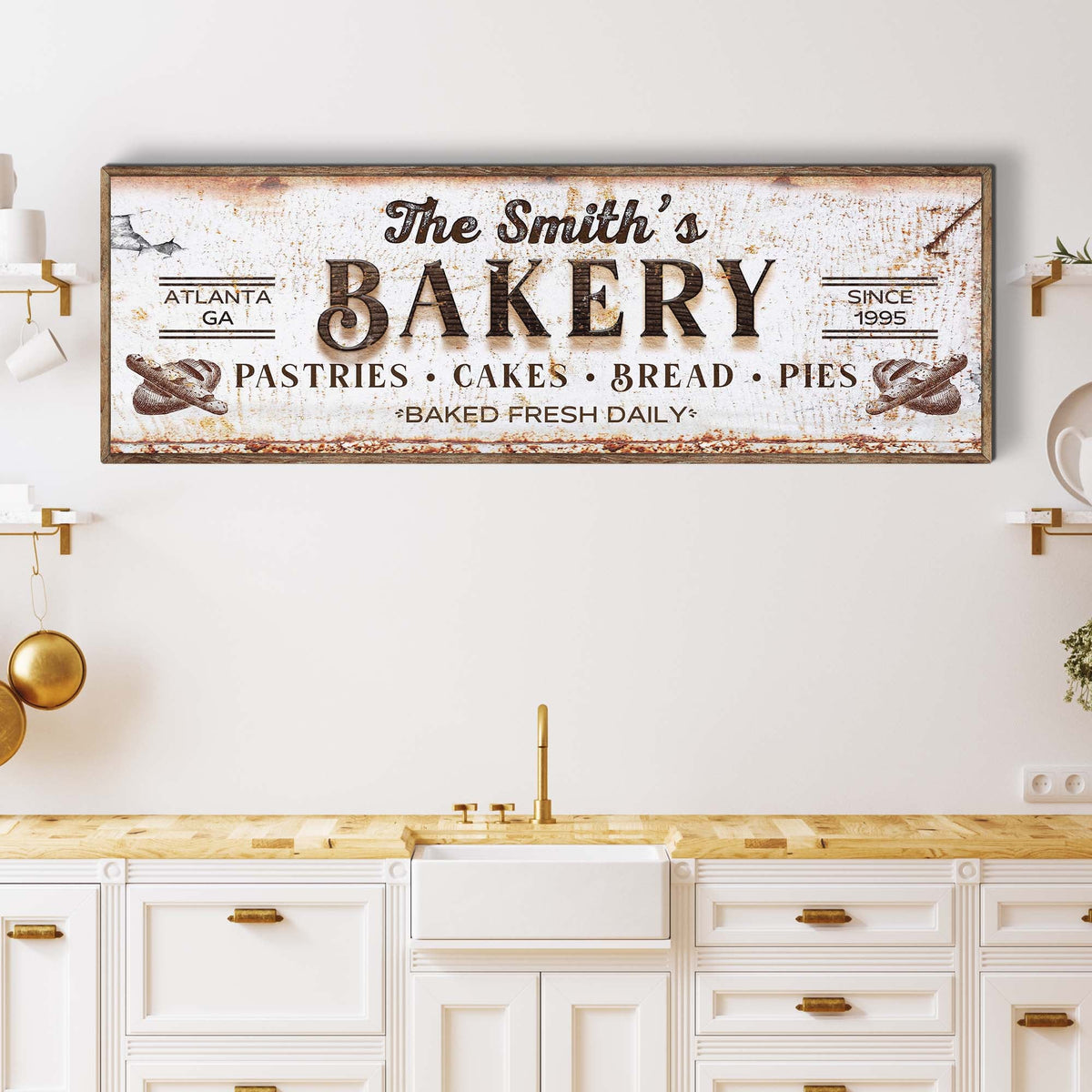 Personalized Vintage Bakery Canvas Wall Art