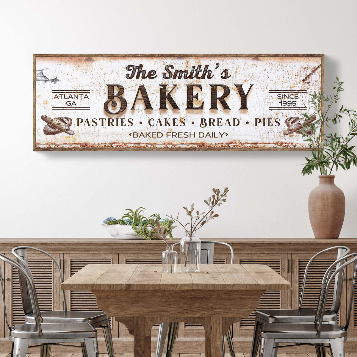 Personalized Vintage Bakery Canvas Wall Art