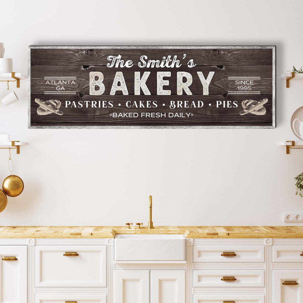 Personalized Vintage Bakery Canvas Wall Art