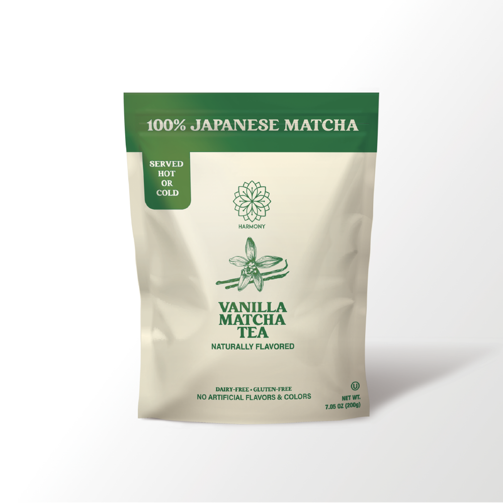 Harmony Matcha Vanilla, Premium Shade-Grown Japanese Matcha, Sweetened with Organic Sugar, 20 Servings