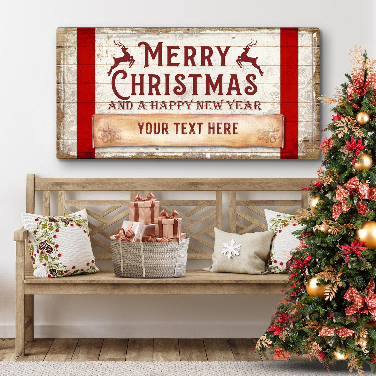 Merry Christmas & Happy New Year Canvas Wall Art