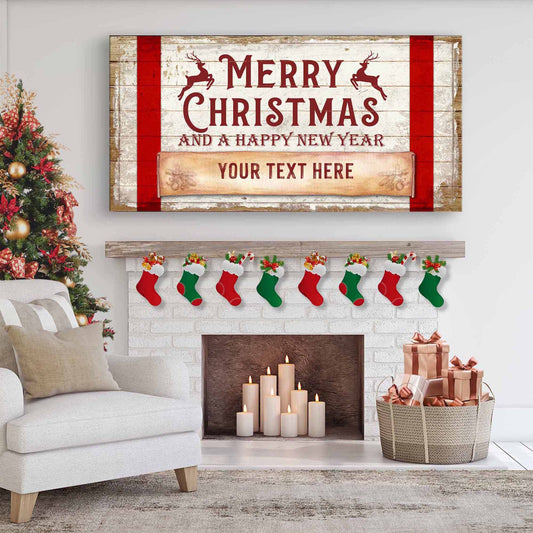 Merry Christmas & Happy New Year Canvas Wall Art