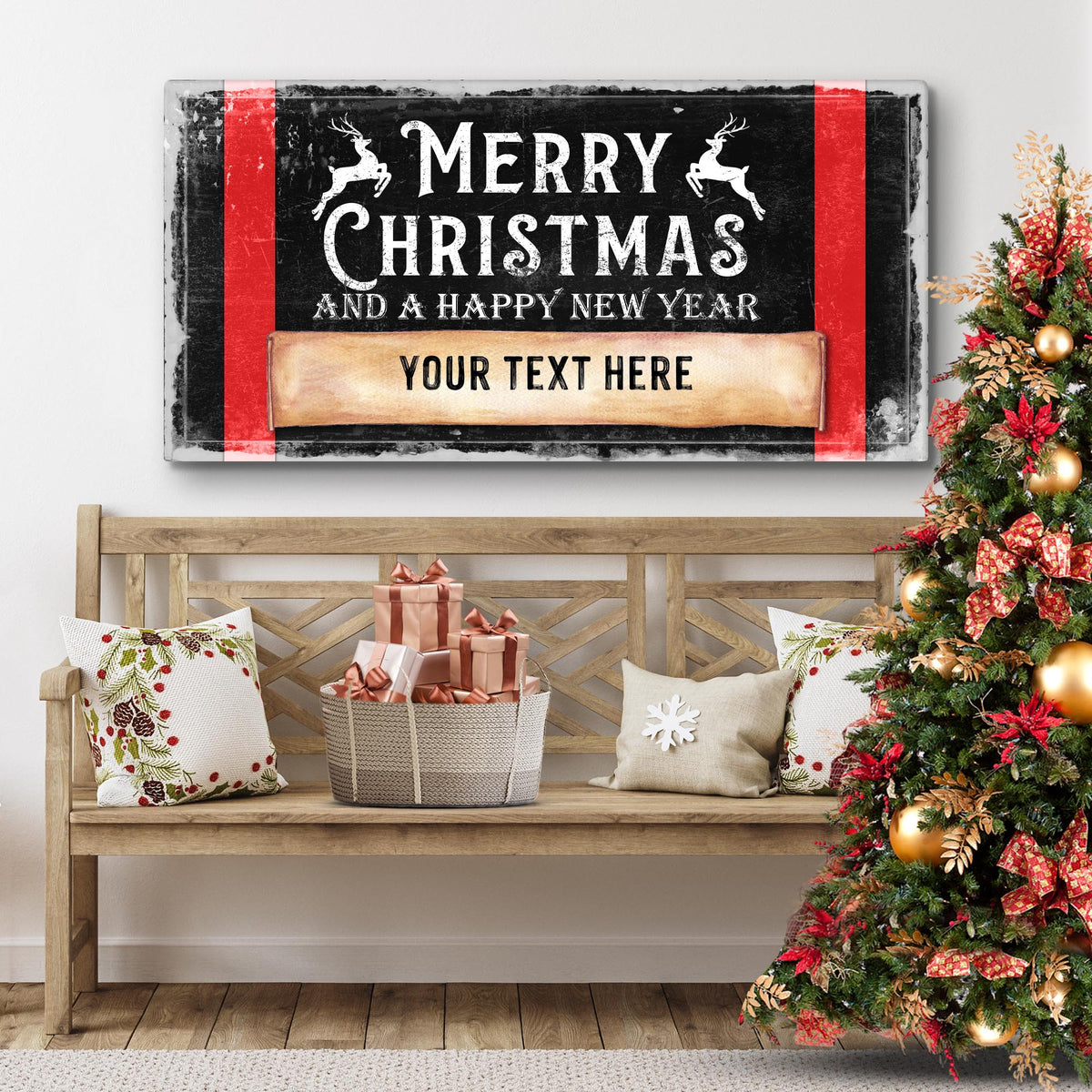 Merry Christmas & Happy New Year Canvas Wall Art