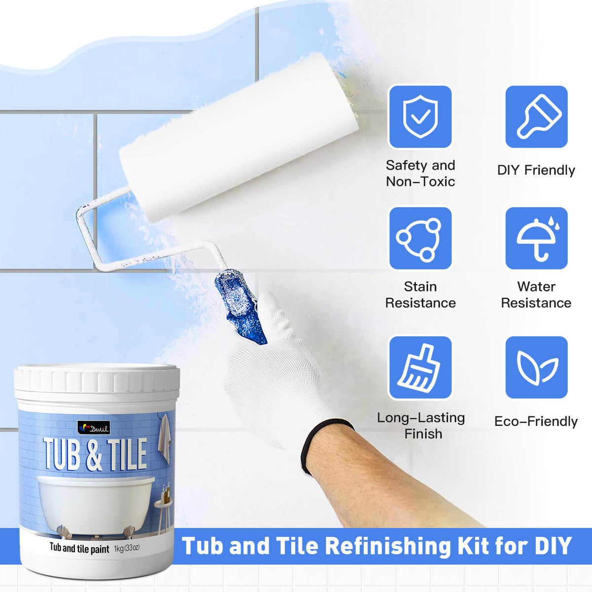 DWIL Water-Based Tub & Tile Refinishing Kit with Tools