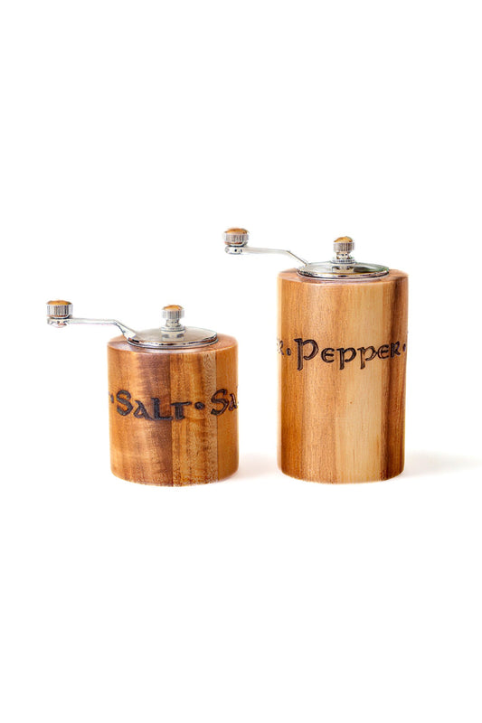 Handcrafted Wooden Salt & Pepper Crank Grinder Set