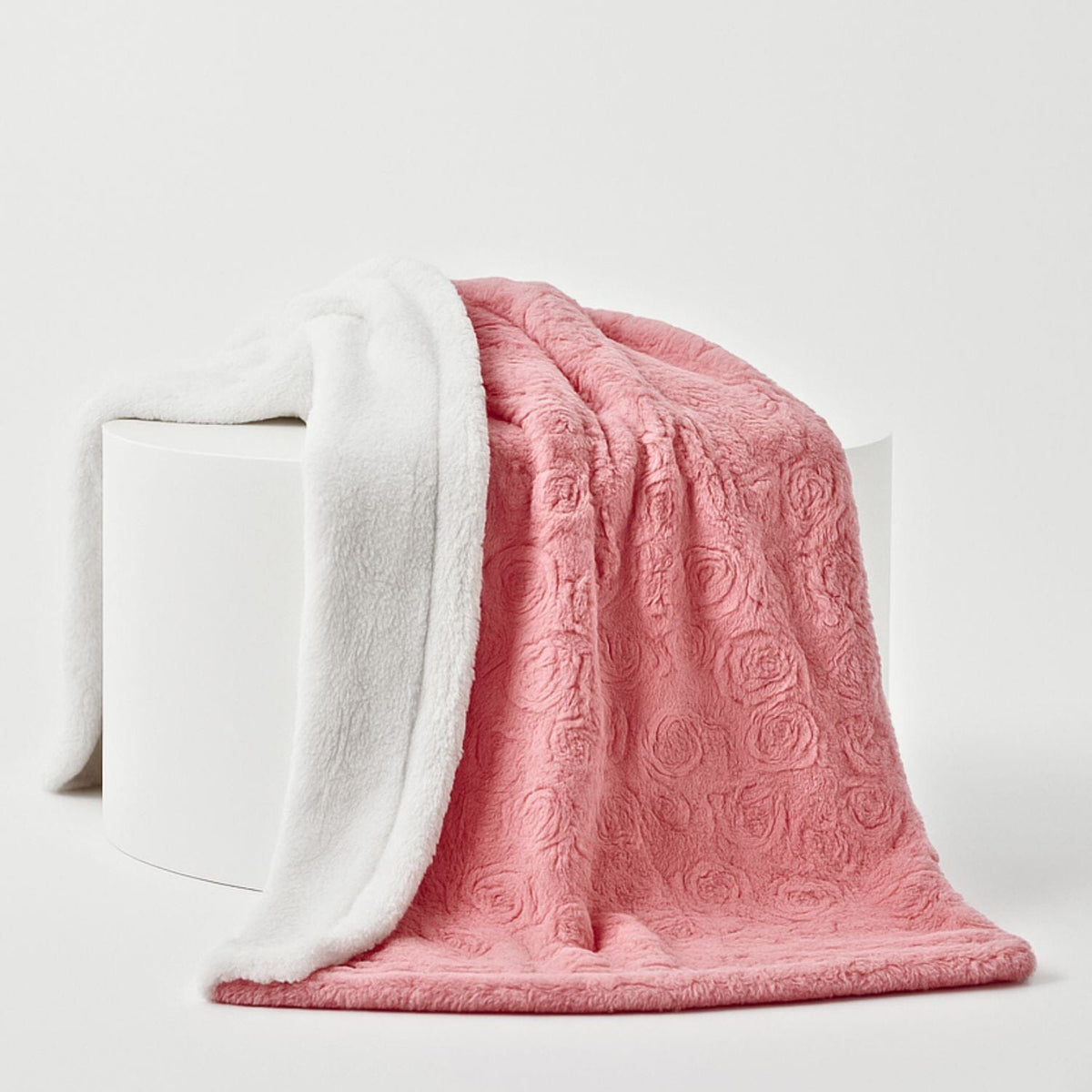 DaDa Blossom Pink Rose Sherpa Throw Blanket