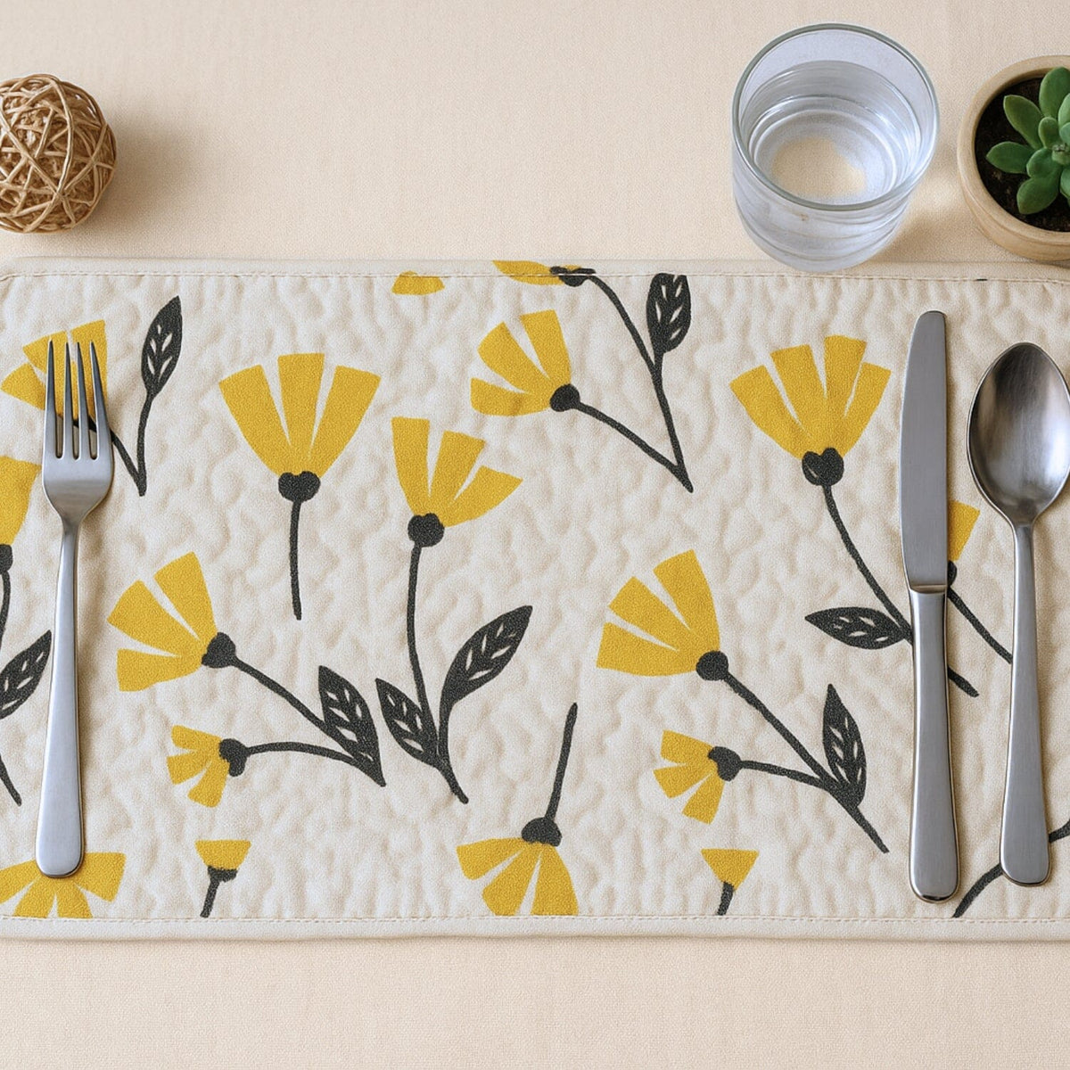 DaDa Botanical Floral Quilted Placemats – Set of 4
