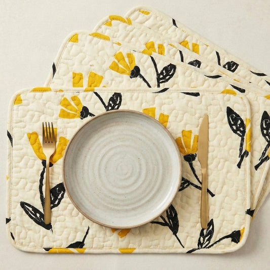 DaDa Botanical Floral Quilted Placemats – Set of 4