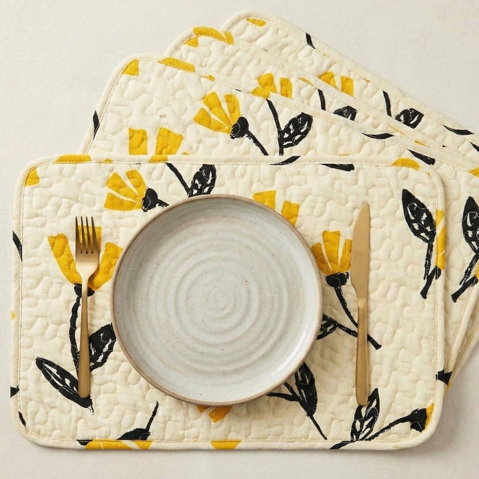 DaDa Botanical Floral Quilted Placemats – Set of 4