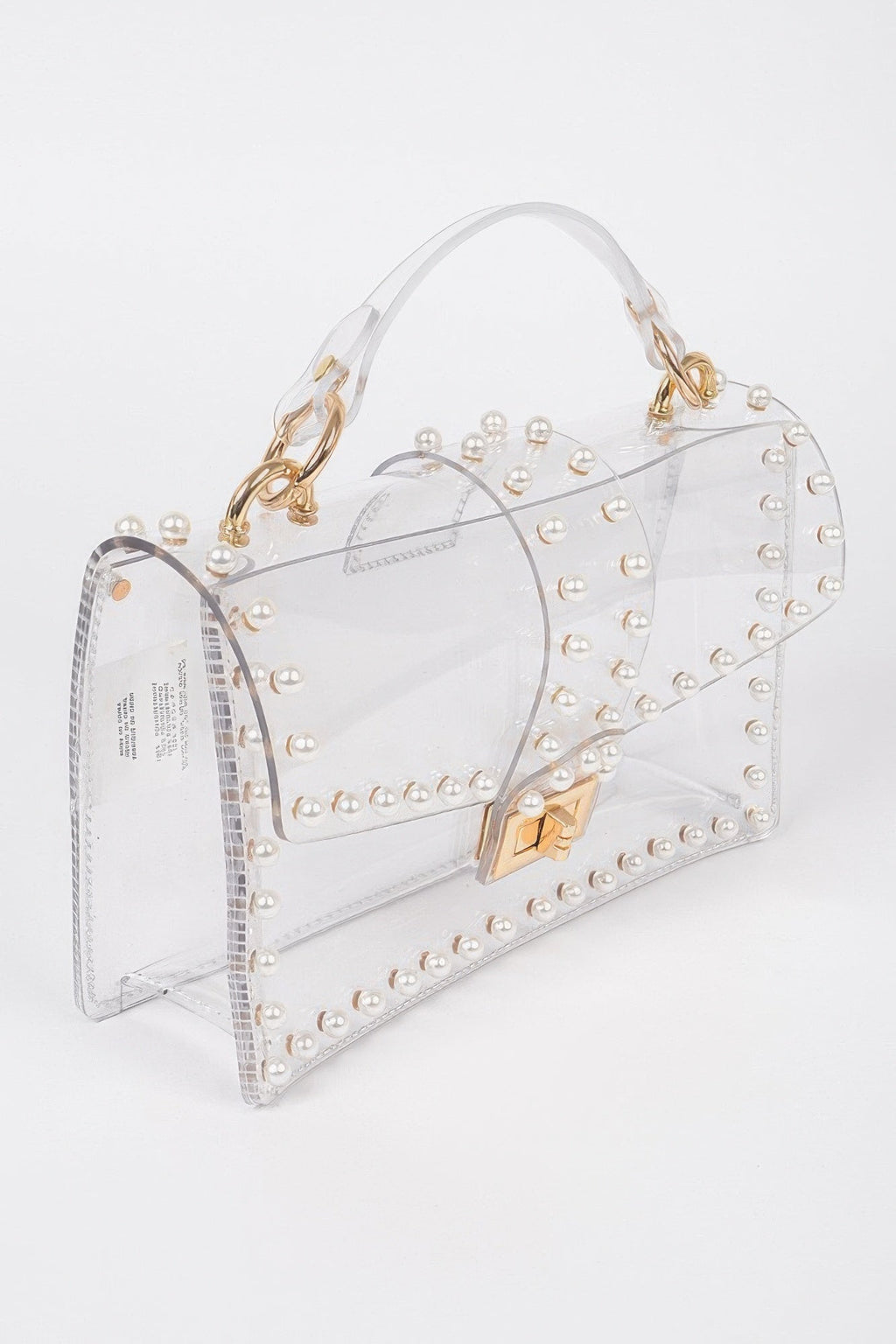 Transparent Clutch with Faux Pearls