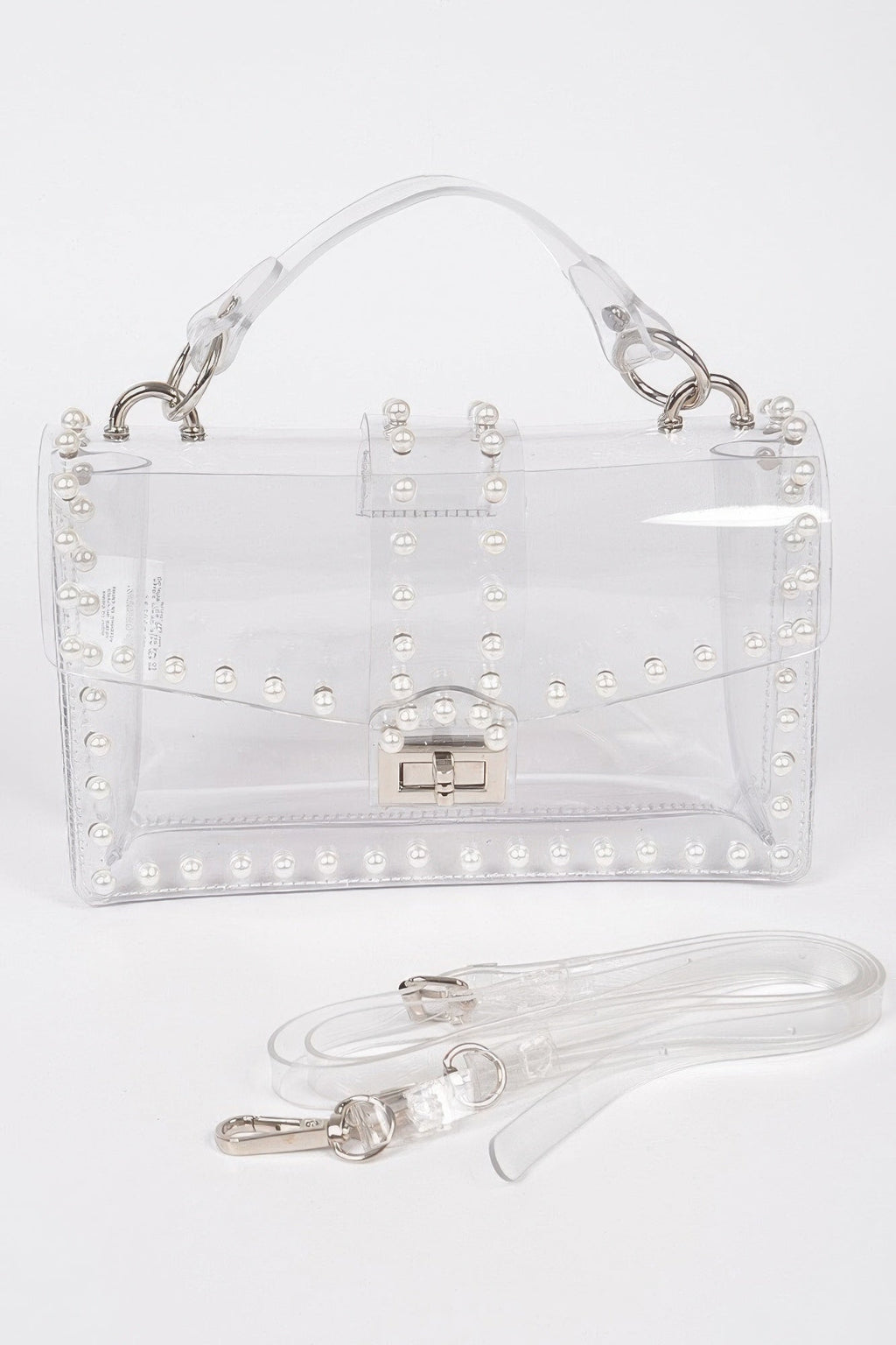 Transparent Clutch with Faux Pearls