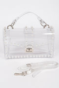 Transparent Clutch with Faux Pearls