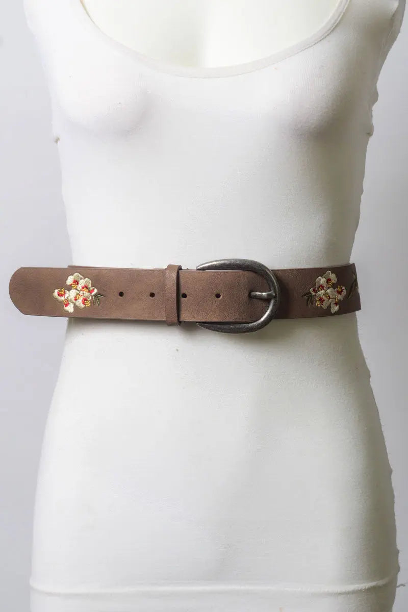 Hibiscus Embroidered Belt