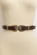 Double Buckle Western Belt – Edgy Faux Leather Statement