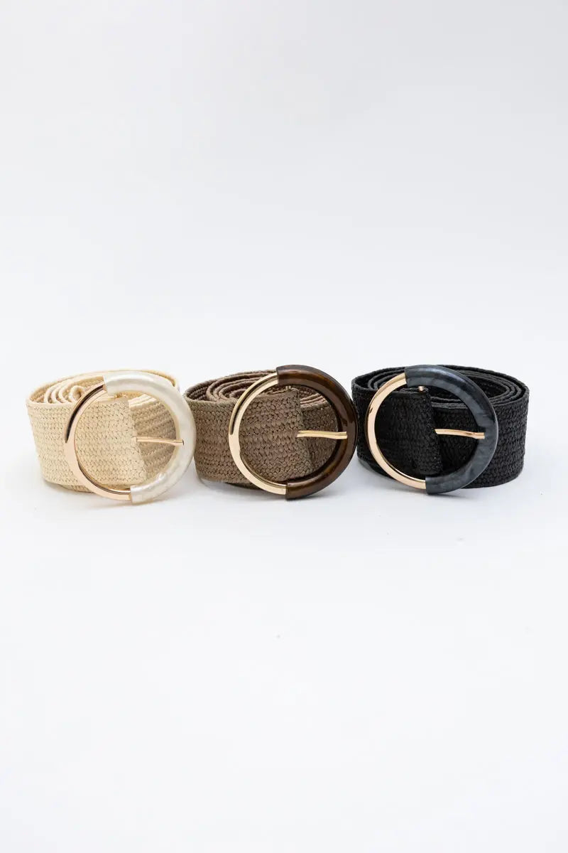 Earthy Chic Nature Loop Raffia Elastic Belt