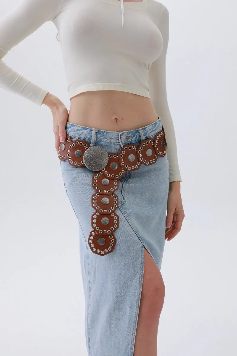 Classic Western Leather Belt – Vintage Cowboy Style ⚜️🤠