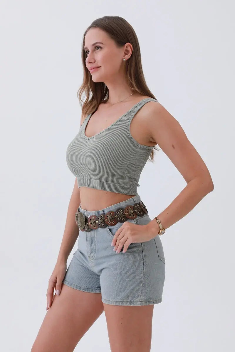 Rustic Dual-Tone Western Belt – Distressed Disc Buckle🤠✨