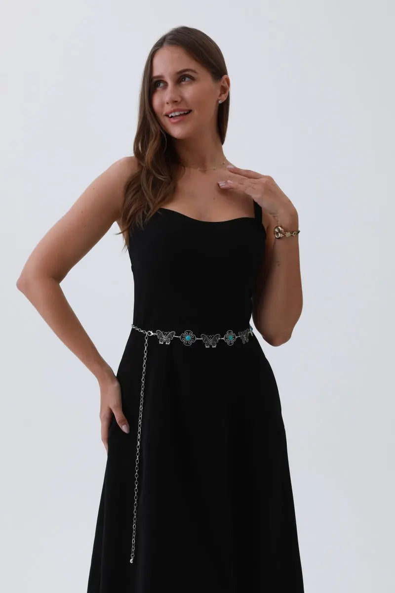 Boho Butterfly Chain Belt – Vintage Western Waist Accent🦋