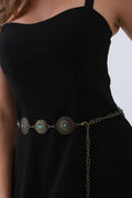 Boho Turquoise Chain Belt – Antique Bronze Buckle with Gemstone Accents✨