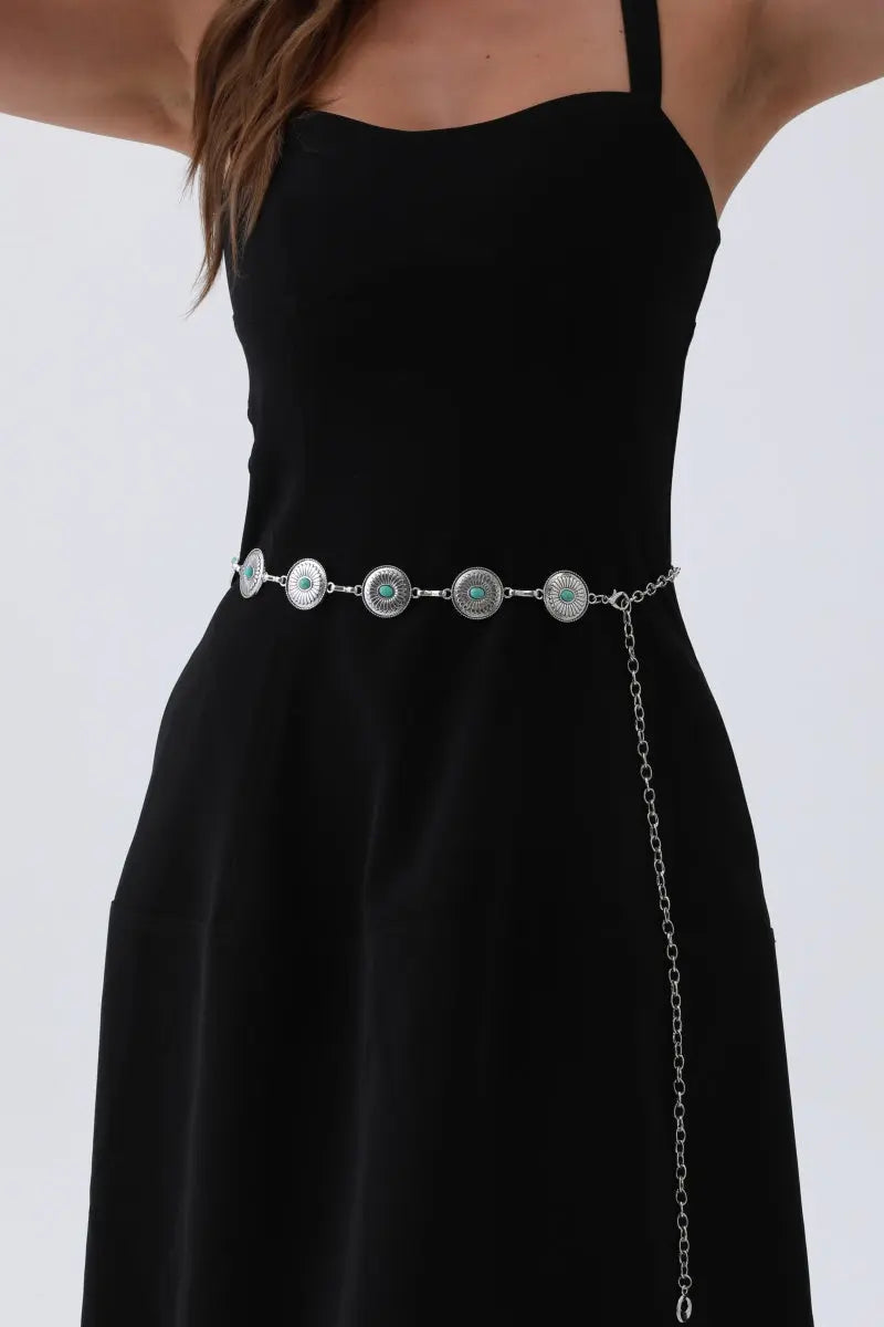Turquoise Cowboy Chain Belt – Vintage Western Elegan🩵