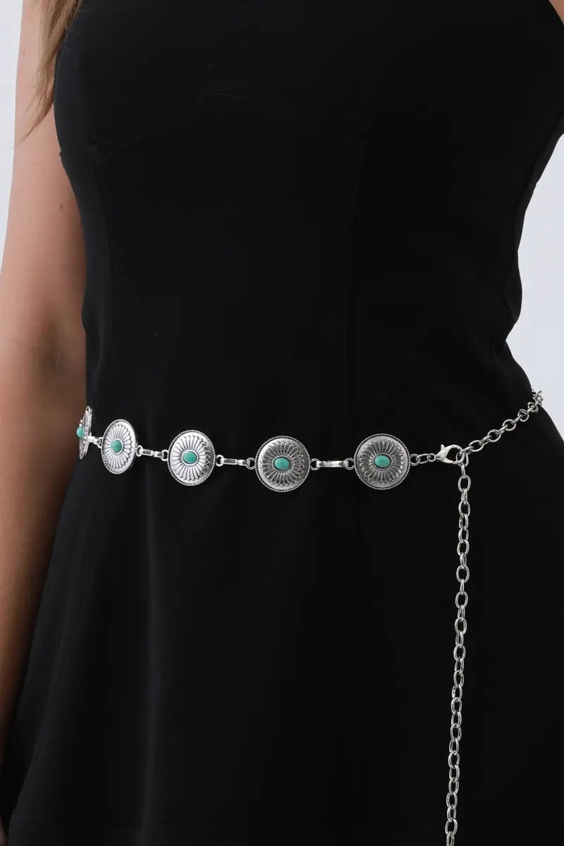 Turquoise Cowboy Chain Belt – Vintage Western Elegan🩵