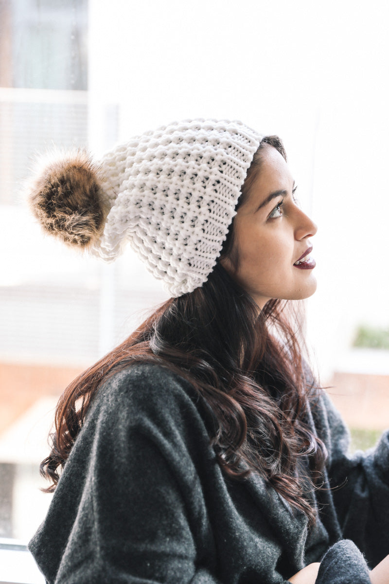 Cute Textured Pom Beanie