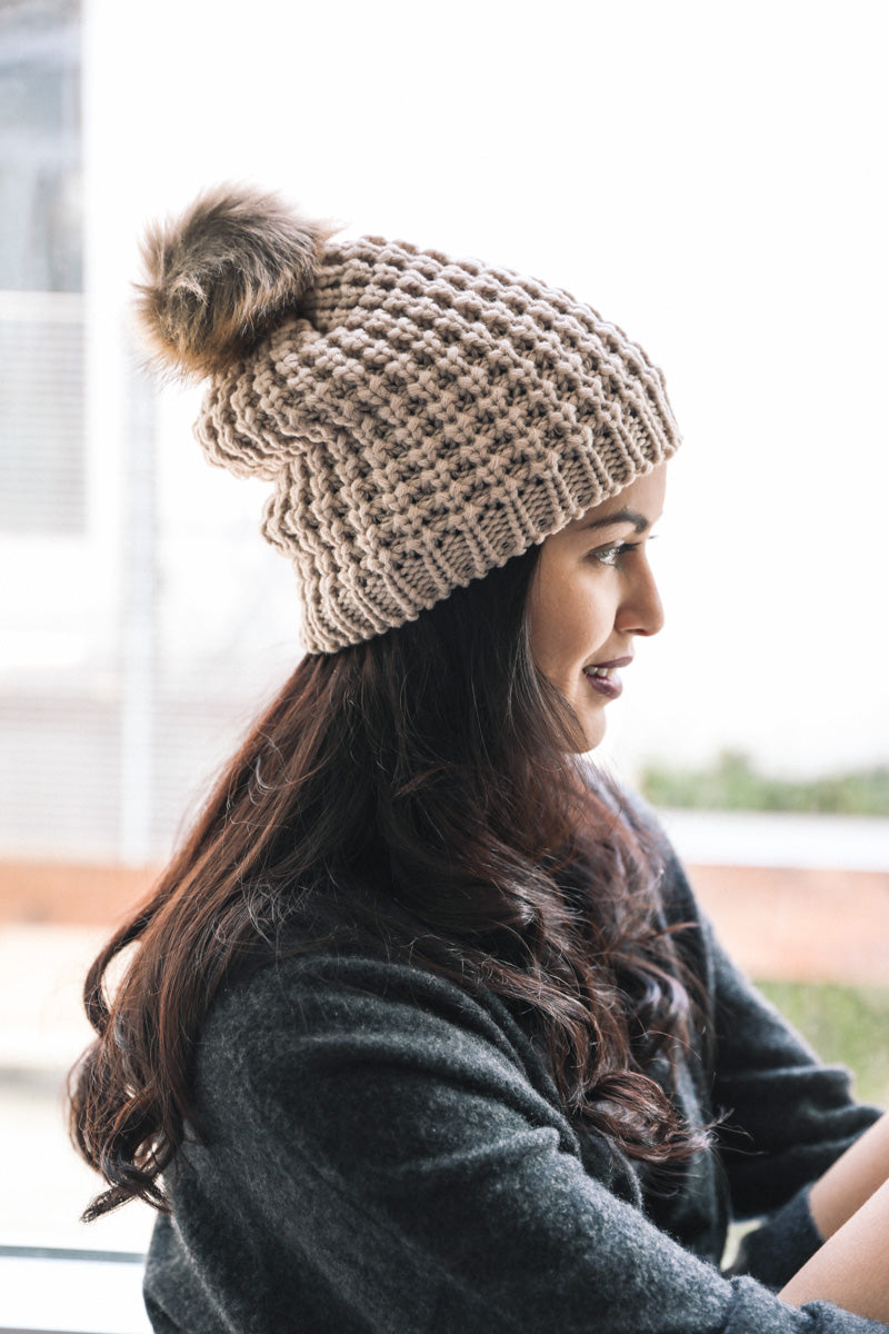 Cute Textured Pom Beanie
