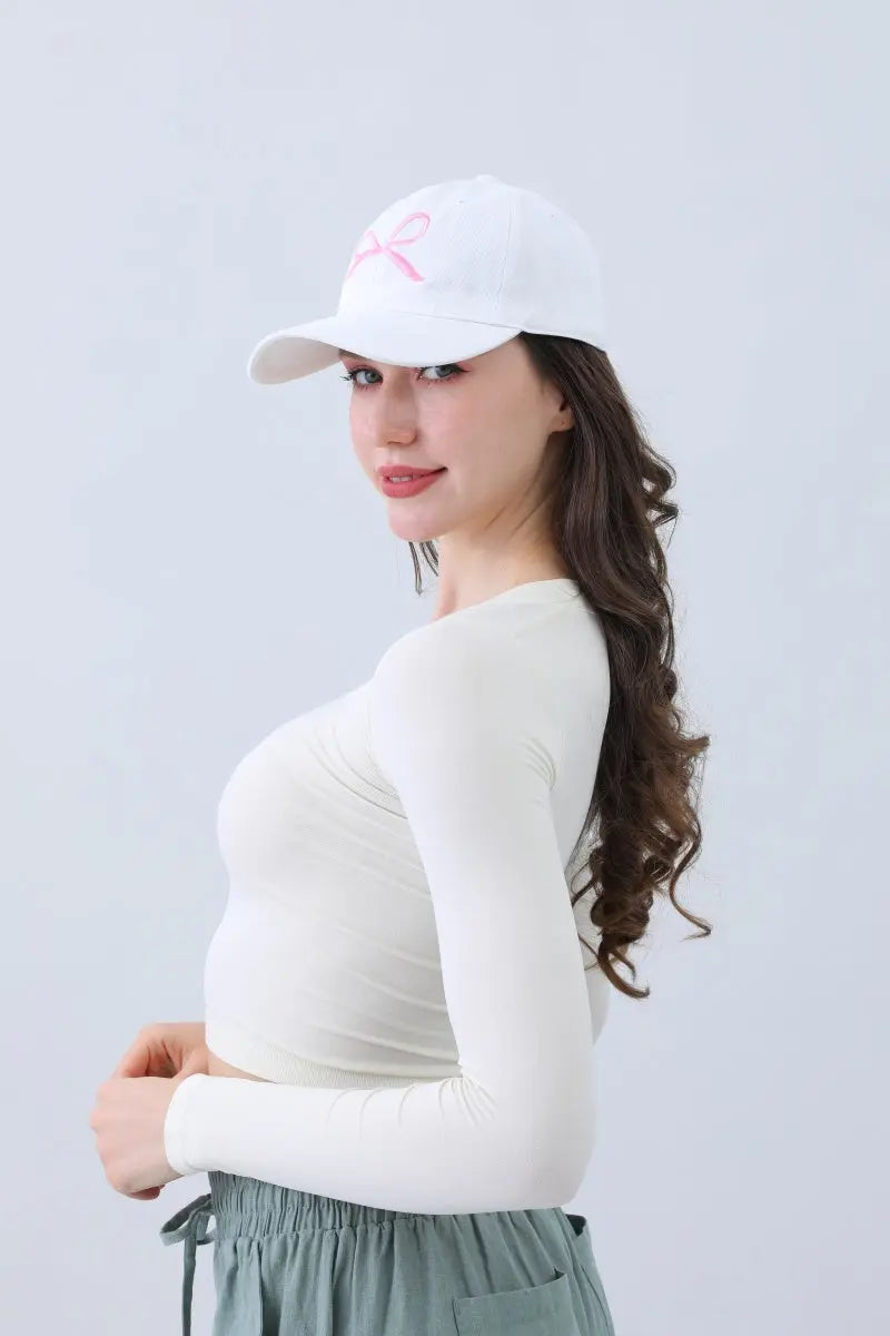 Embroidered Bow Ribbon Baseball Cap – Stylish & Chic🎀⚾️