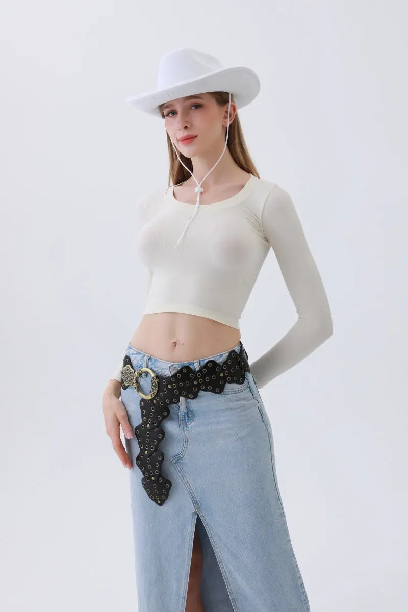 Vintage Leaf Stud Belt – Adjustable Bohemian Waist Cincher🌿✨