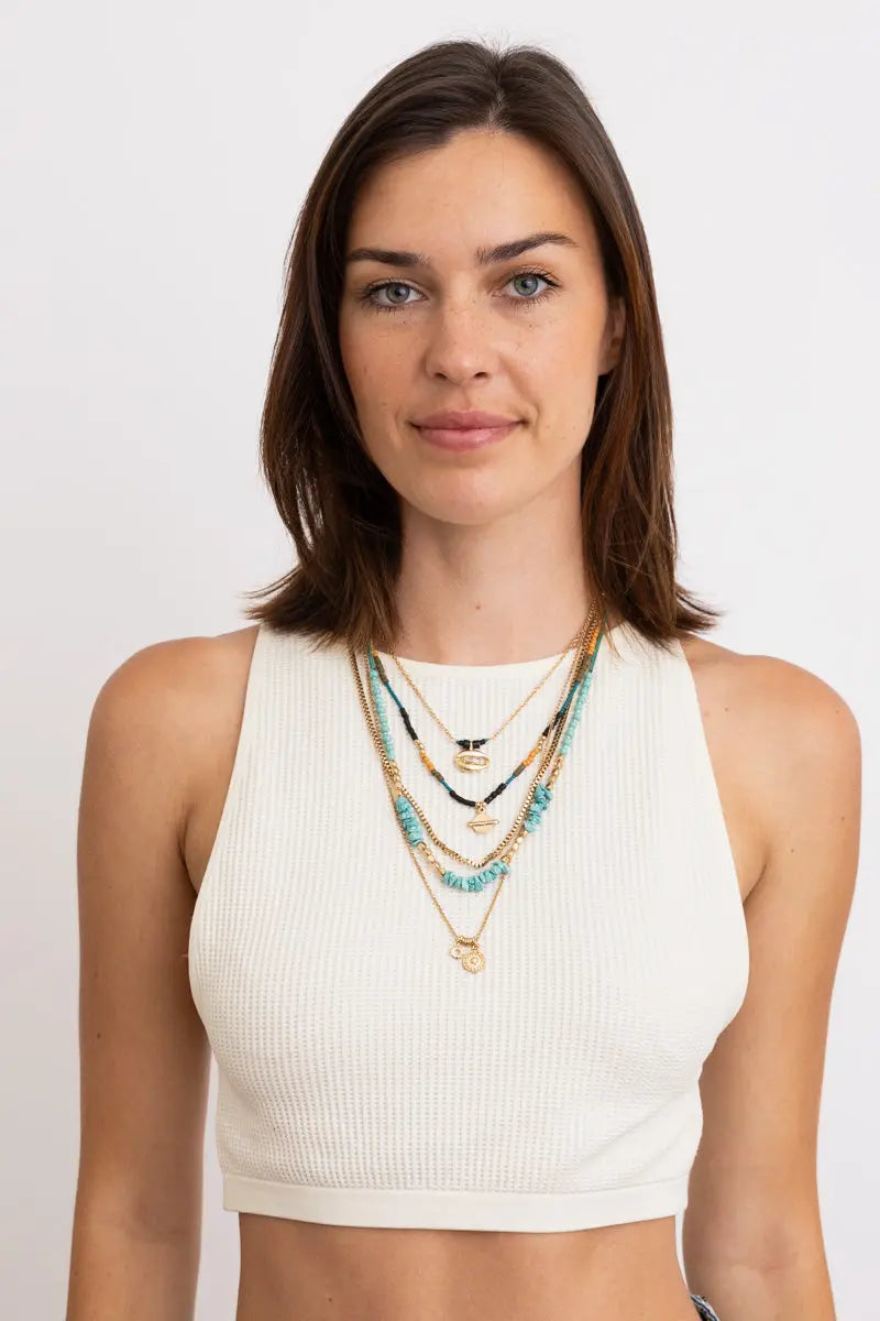 Bohemian Bliss Turquoise Beaded Layered Necklace💎