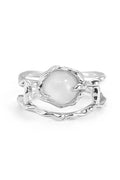 Moonstone & Zirconia Nugget Ring – French Minimalist Jewelry 🌙💎