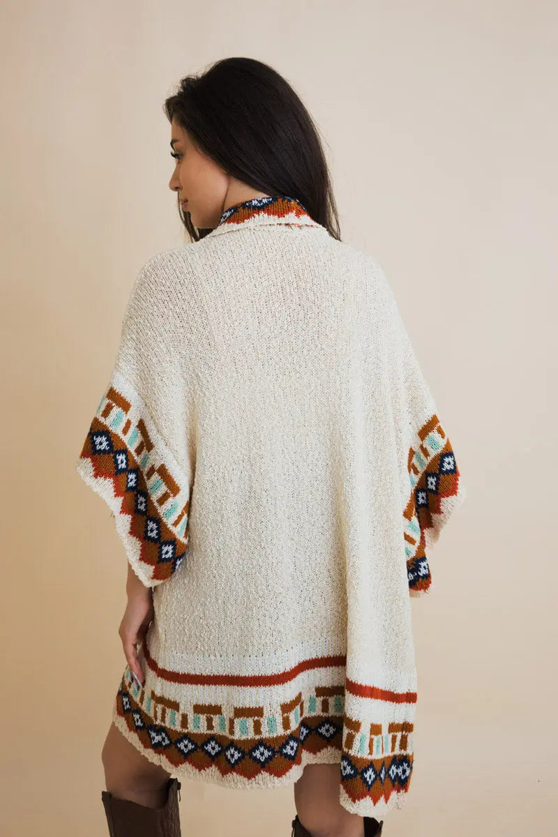 Kachina Style Tapestry Knit Ruana