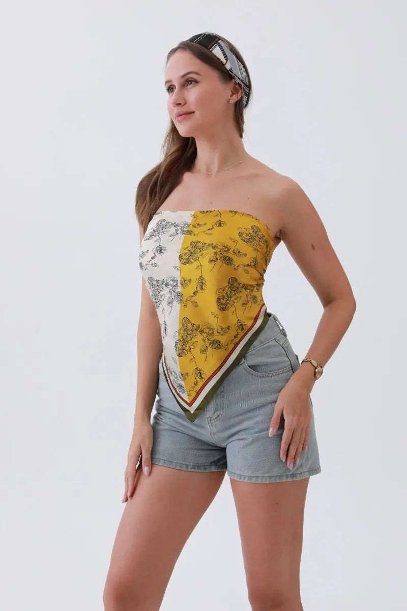 Gilded Ivy Bandana – Oversized Silk & Botanical Glam🌿