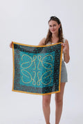 Turquoise Feather Bandana – Bohemian Silky Elegance🌿