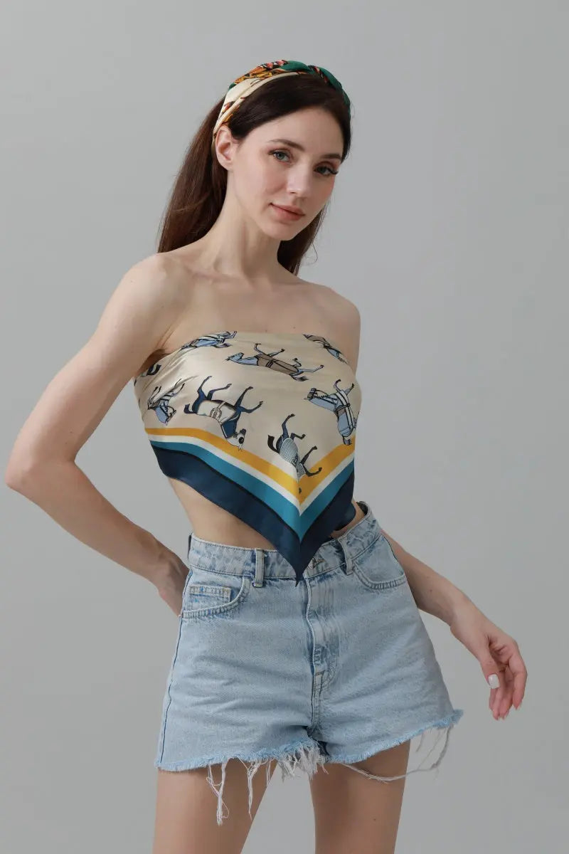 Equestrian Print Bandana – Luxe Silk-Style Horse Scarf 🐎🧣