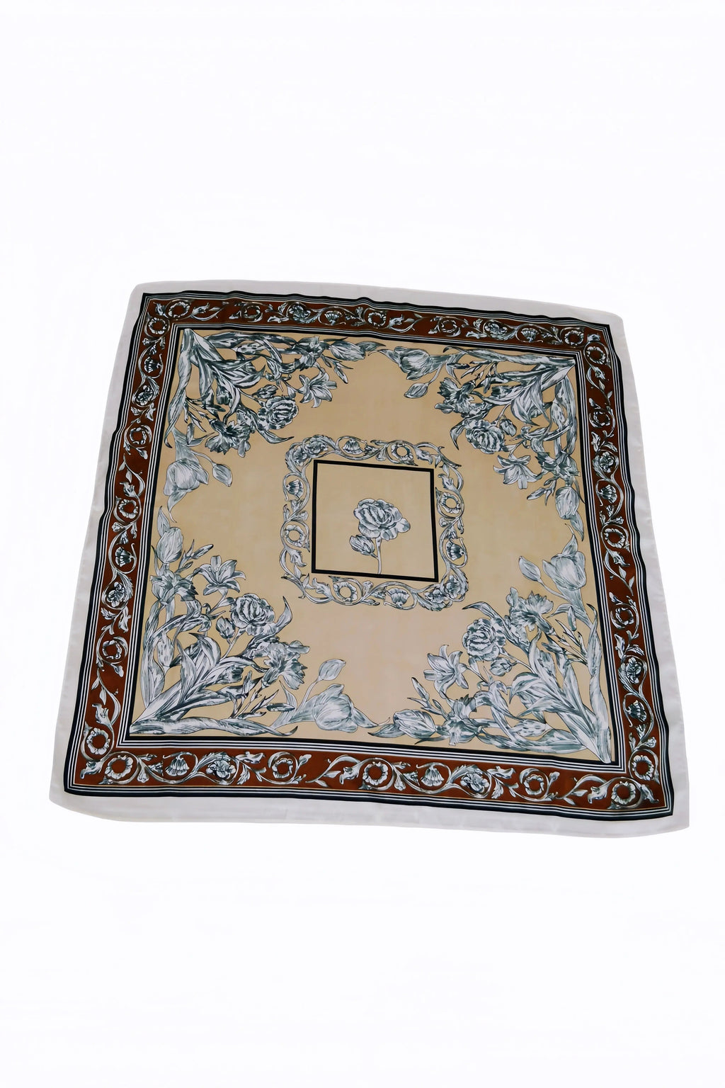 Floral Tulip Scarf – Silk-Style Square Neckkerchief 🌷✨